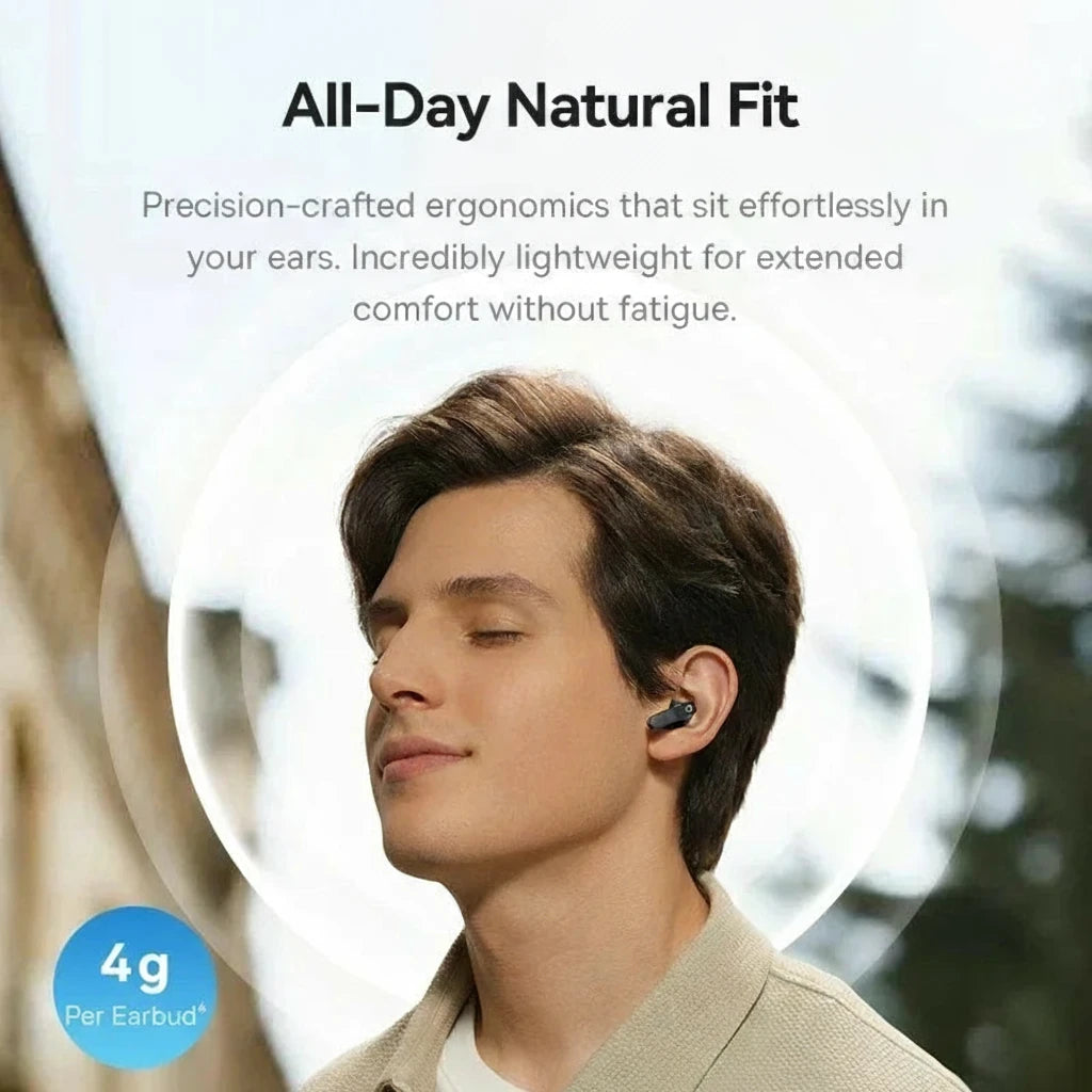 Baseus Bass BS1 NC -40dB Realtime Adaptive ANC Wireless Earbuds Bluetooth 6.0 Semi-Open Earphones LDAC Hi-Res Audio 6-Mic AI ENC