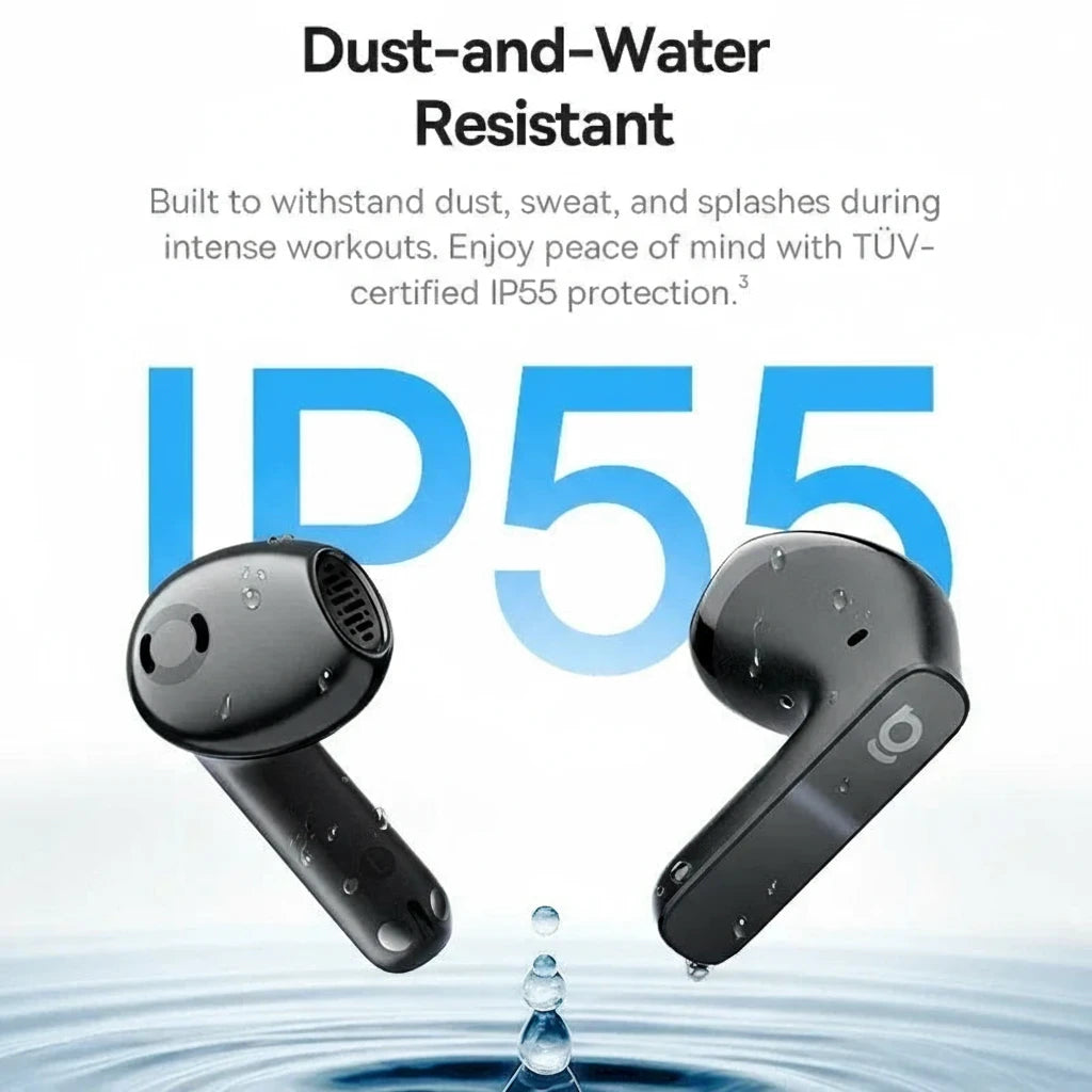 Baseus Bass BS1 NC -40dB Realtime Adaptive ANC Wireless Earbuds Bluetooth 6.0 Semi-Open Earphones LDAC Hi-Res Audio 6-Mic AI ENC
